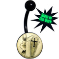 BodyCandy Black Titanium Coffin and Flower Glow in the Dark Belly Ring — main product shot
