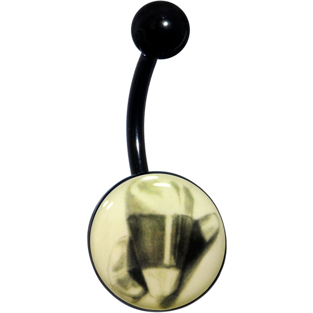 BodyCandy Black Titanium Classic Candy Corn Glow in the Dark Belly Ring — lifestyle context