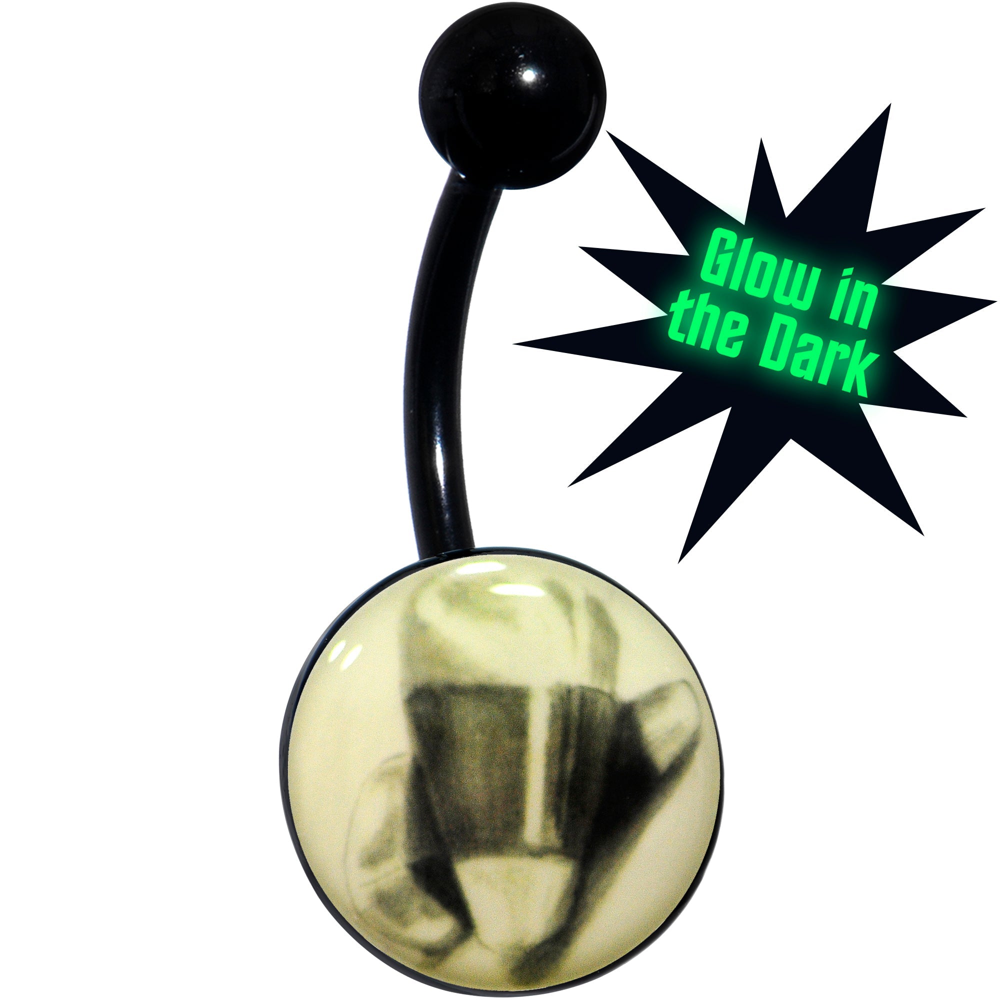 BodyCandy Black Titanium Classic Candy Corn Glow in the Dark Belly Ring — main product shot