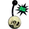 BodyCandy Black Titanium Webbed Skull Glow in the Dark Belly Ring — main product shot