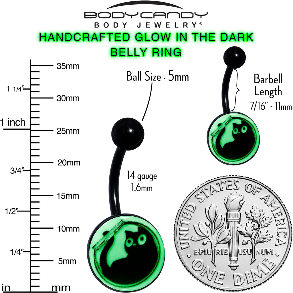 BodyCandy Glow in the Dark Fishbowl Kitty Cat Belly Ring by Onyx O — color detail
