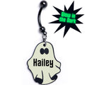 BodyCandy Custom Black Glow In The Dark Halloween Ghost Dangle Belly Ring — main product shot