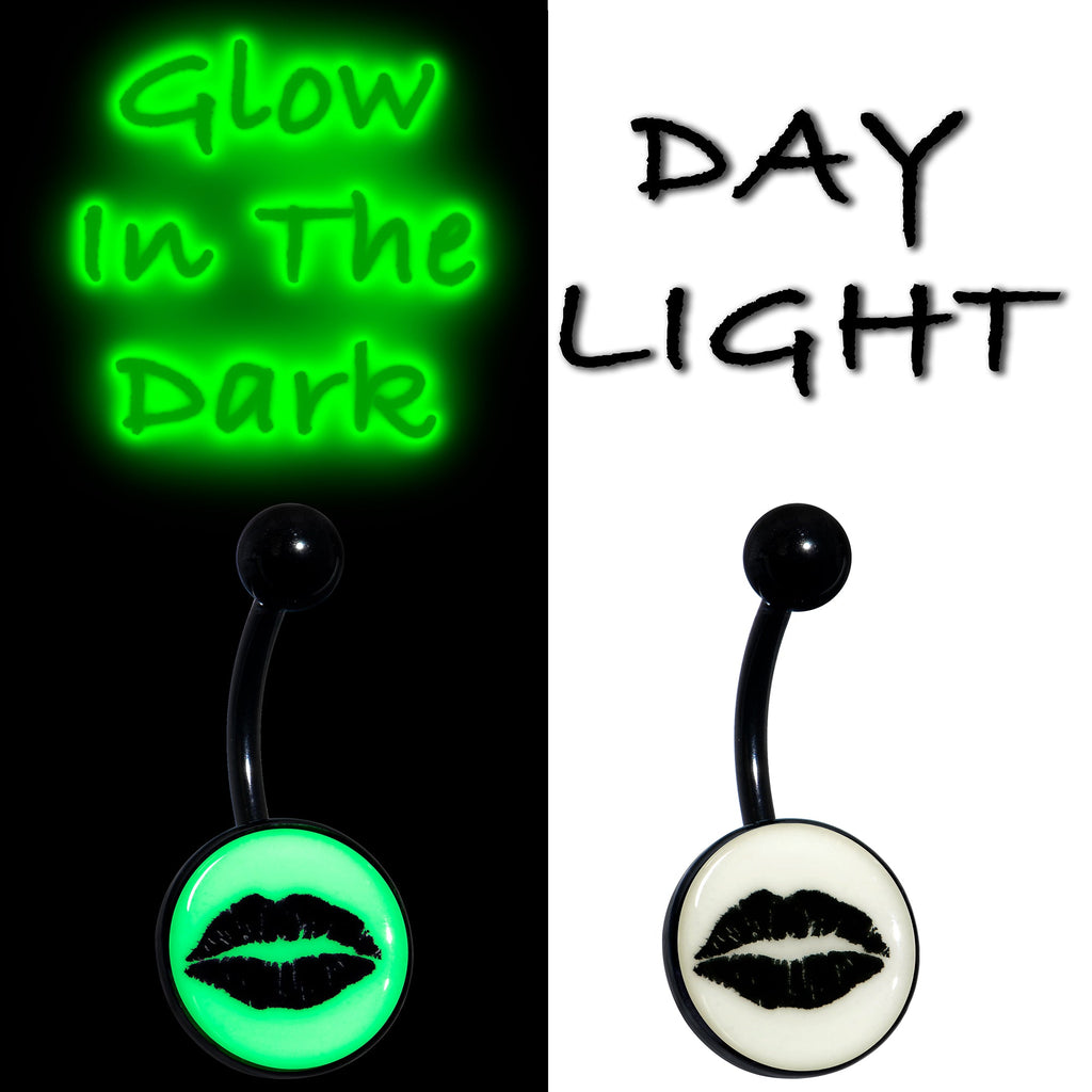 BodyCandy Black Glow in the Dark Lipstick Kiss Mark Belly Ring by Onyx O — lifestyle context