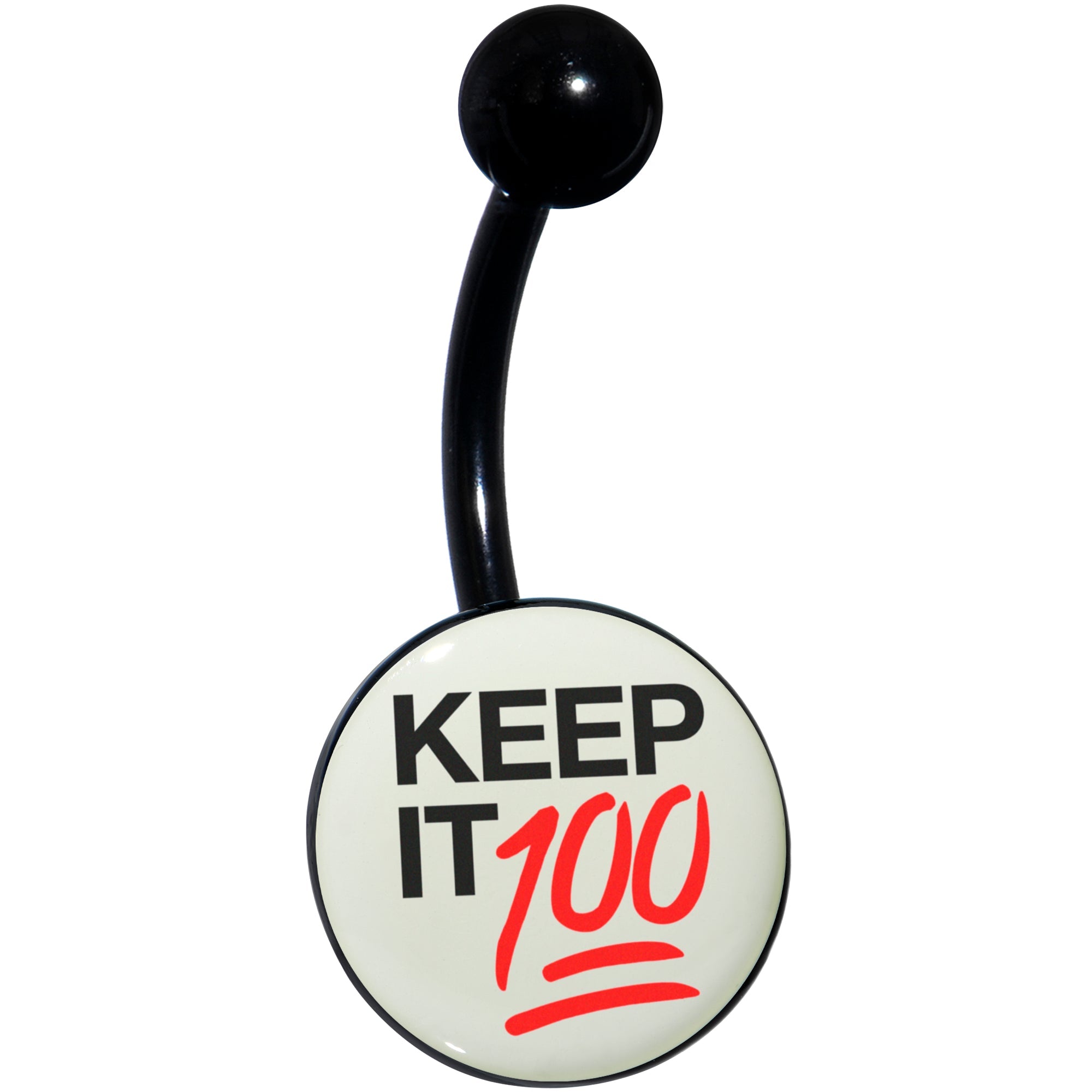 BodyCandy Glow in the Dark Black Keep it 100 Belly Ring by Onyx O — lifestyle context