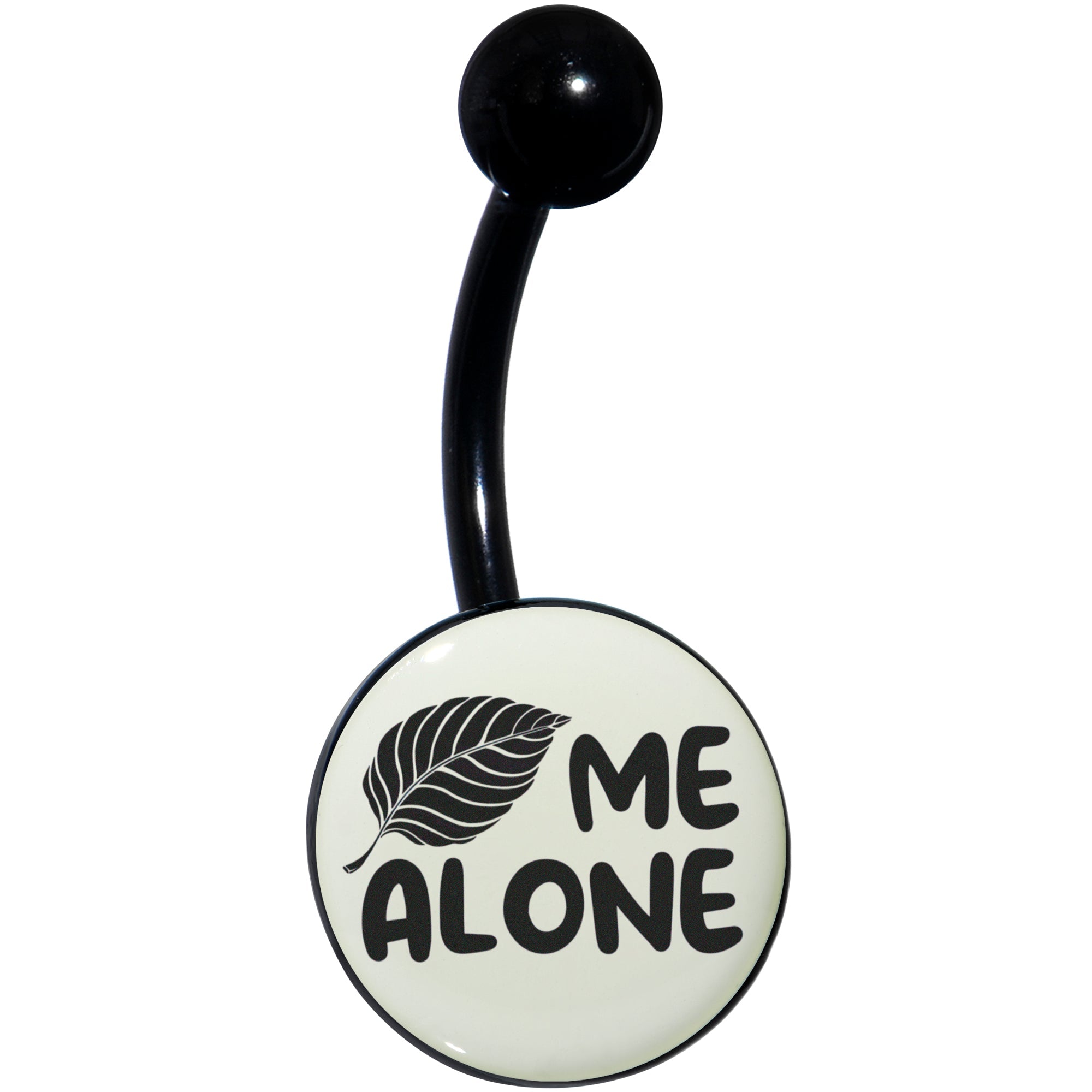BodyCandy Glow in the Dark Black Leaf Me Alone Belly Ring by Onyx O — lifestyle context