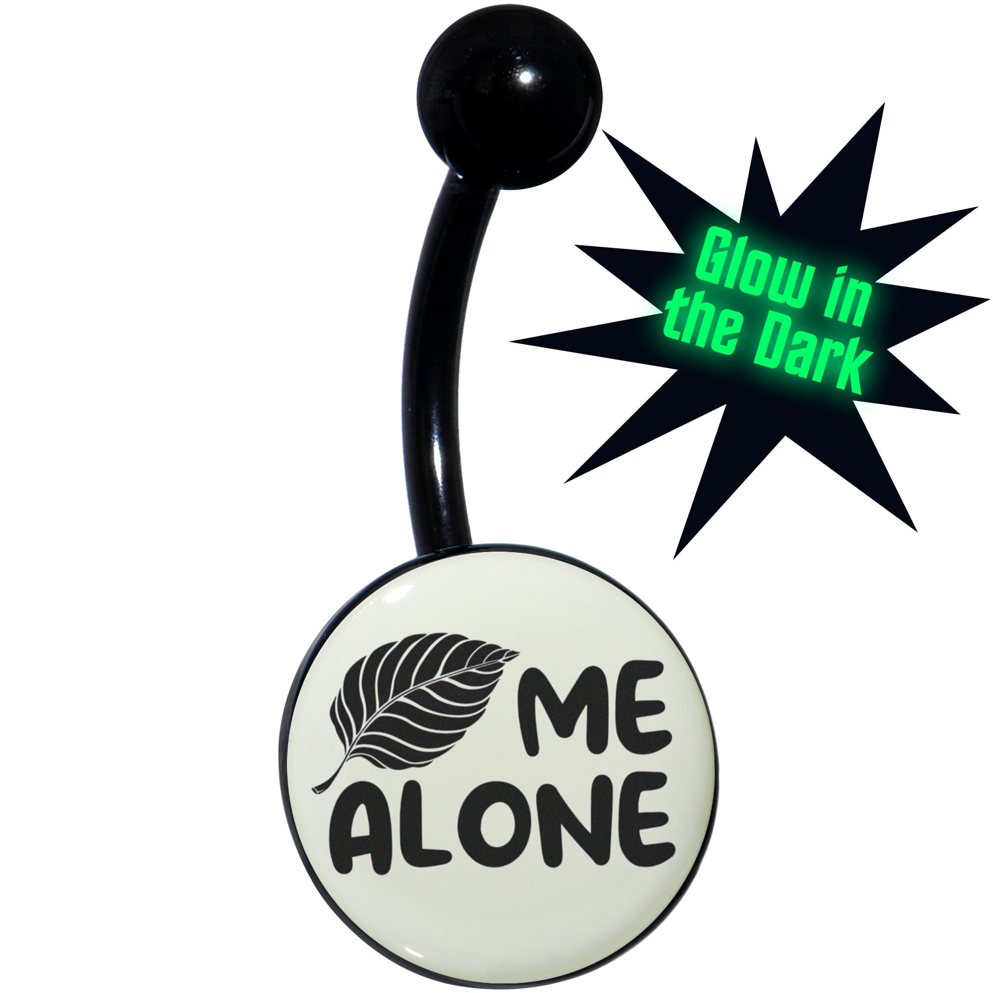 BodyCandy Glow in the Dark Black Leaf Me Alone Belly Ring by Onyx O — main product shot
