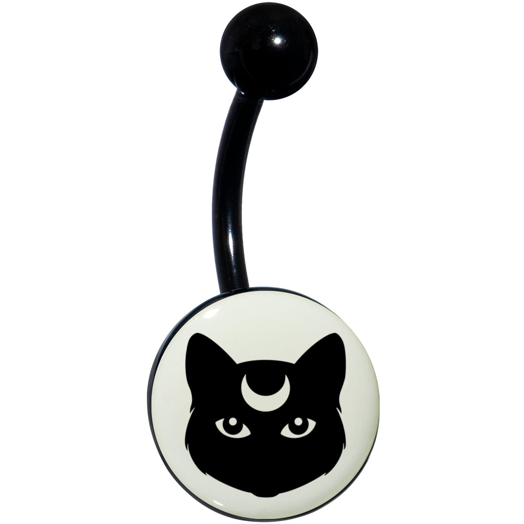 BodyCandy Glow in the Dark Mystic Kitty Cat Belly Ring by Onyx O — color detail