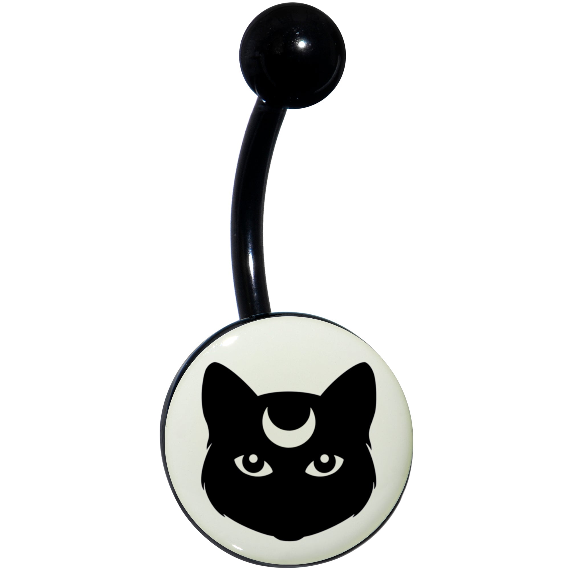 BodyCandy Glow in the Dark Mystic Kitty Cat Belly Ring by Onyx O — color detail