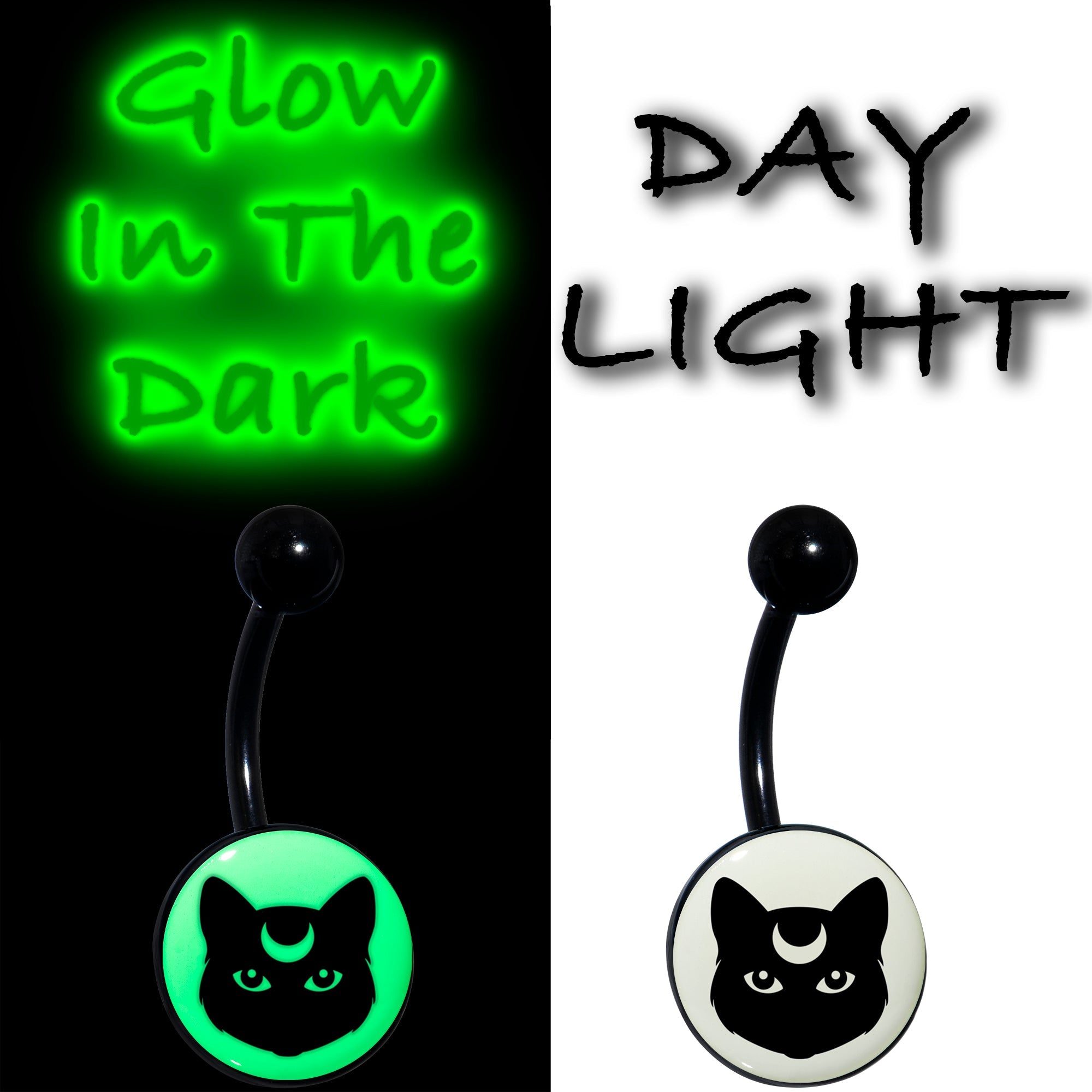 BodyCandy Glow in the Dark Mystic Kitty Cat Belly Ring by Onyx O — lifestyle context