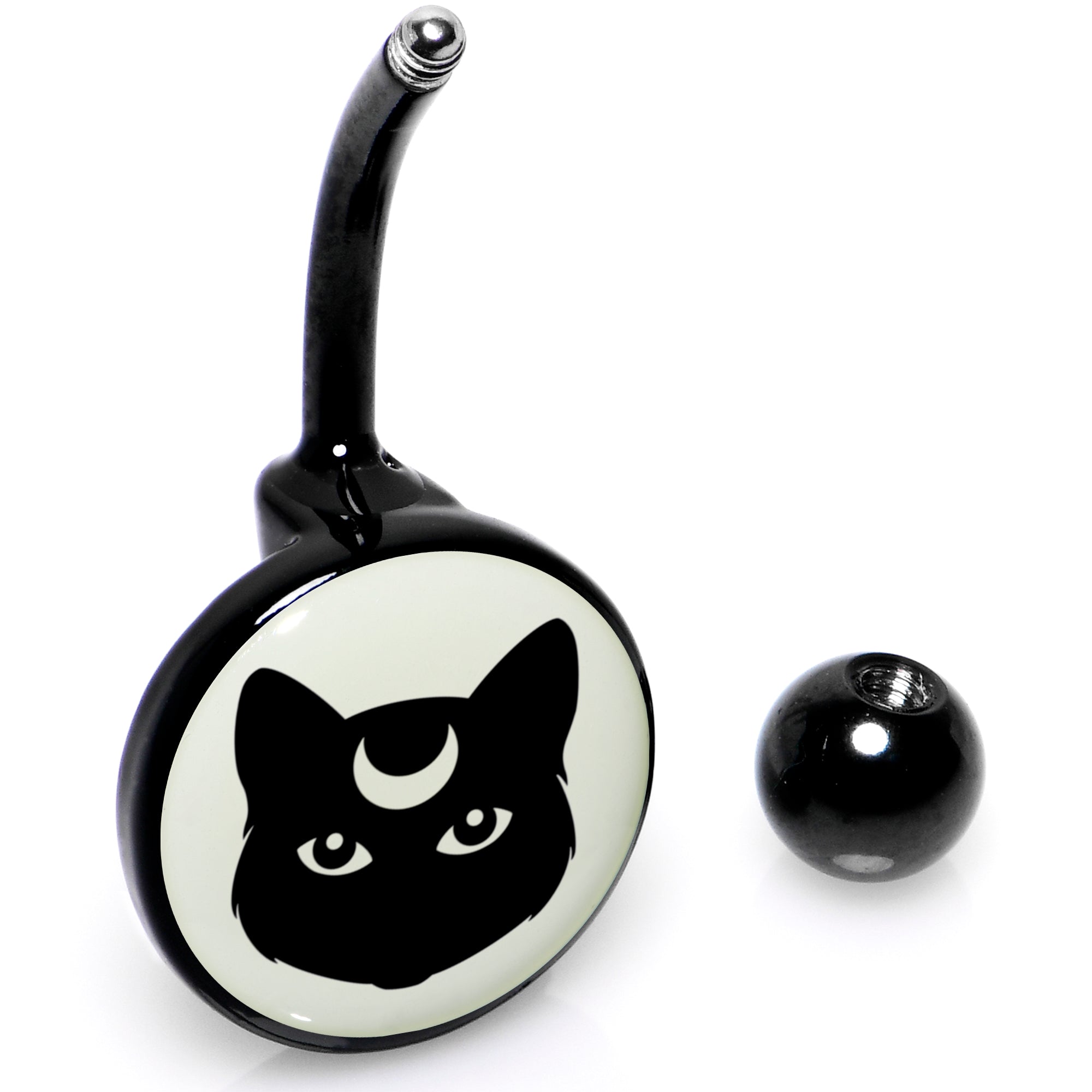 BodyCandy Glow in the Dark Mystic Kitty Cat Belly Ring by Onyx O — alternative angle