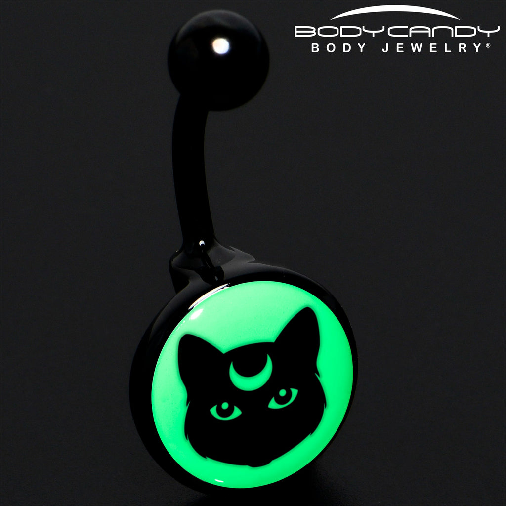 BodyCandy Glow in the Dark Mystic Kitty Cat Belly Ring by Onyx O — in-use photo