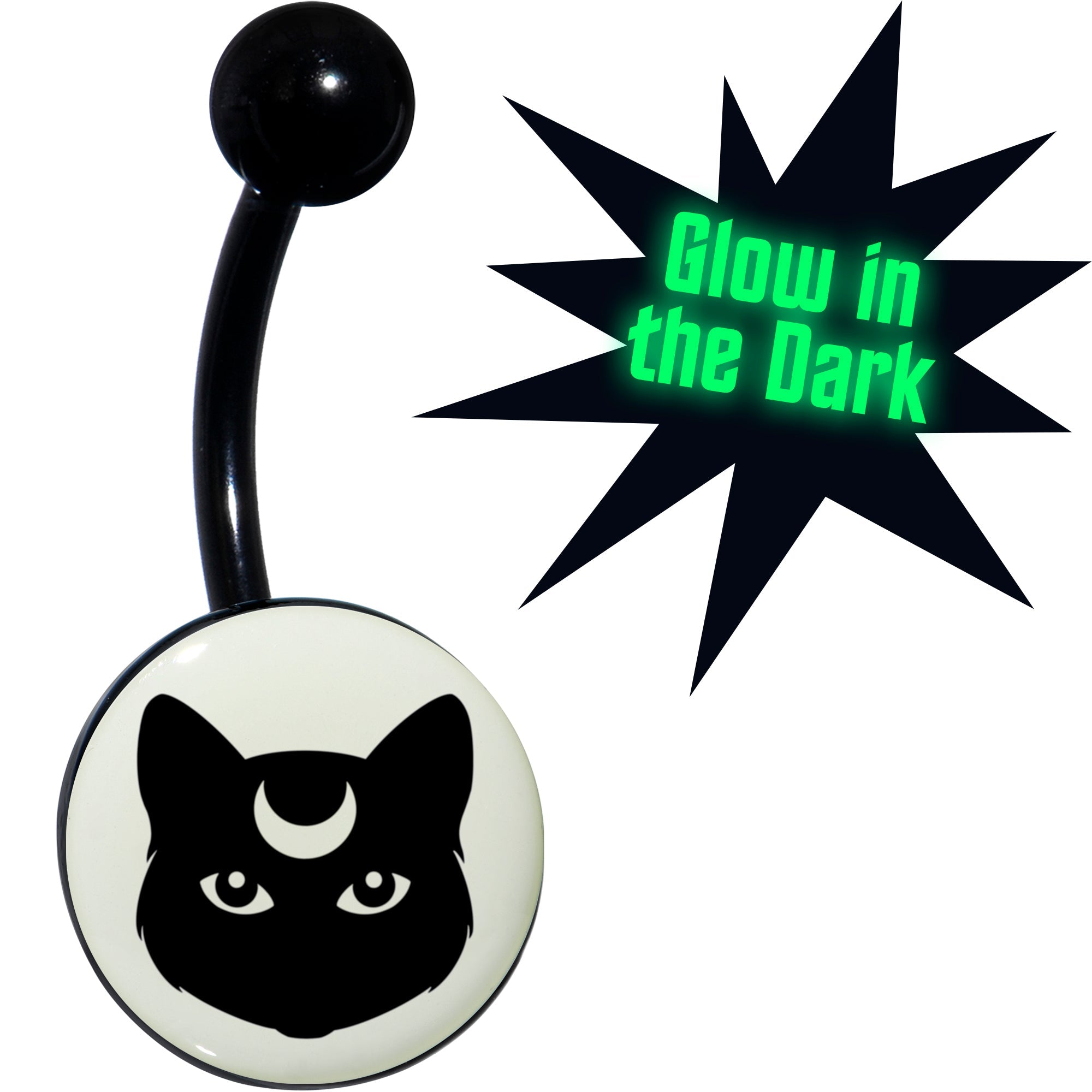 BodyCandy Glow in the Dark Mystic Kitty Cat Belly Ring by Onyx O — main product shot