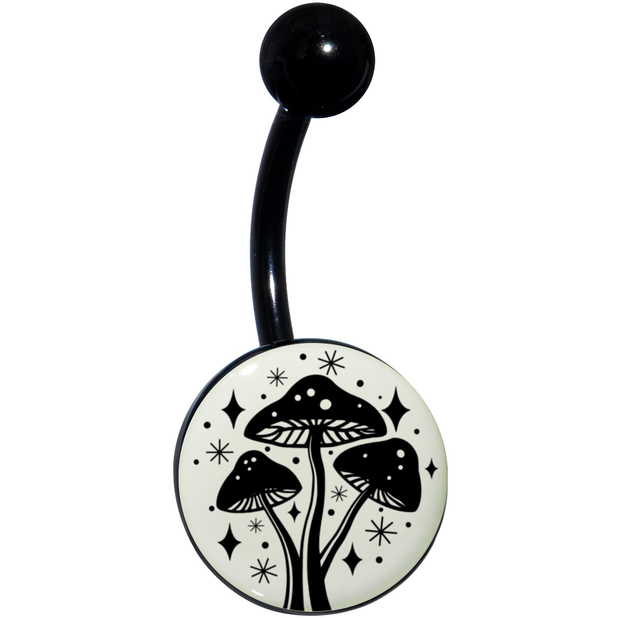 BodyCandy Glow in the Dark Mystic Mushroom Belly Ring by Onyx O — size reference