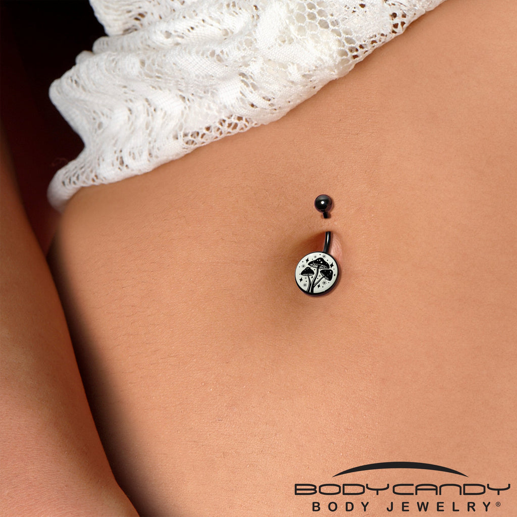BodyCandy Glow in the Dark Mystic Mushroom Belly Ring by Onyx O — side view