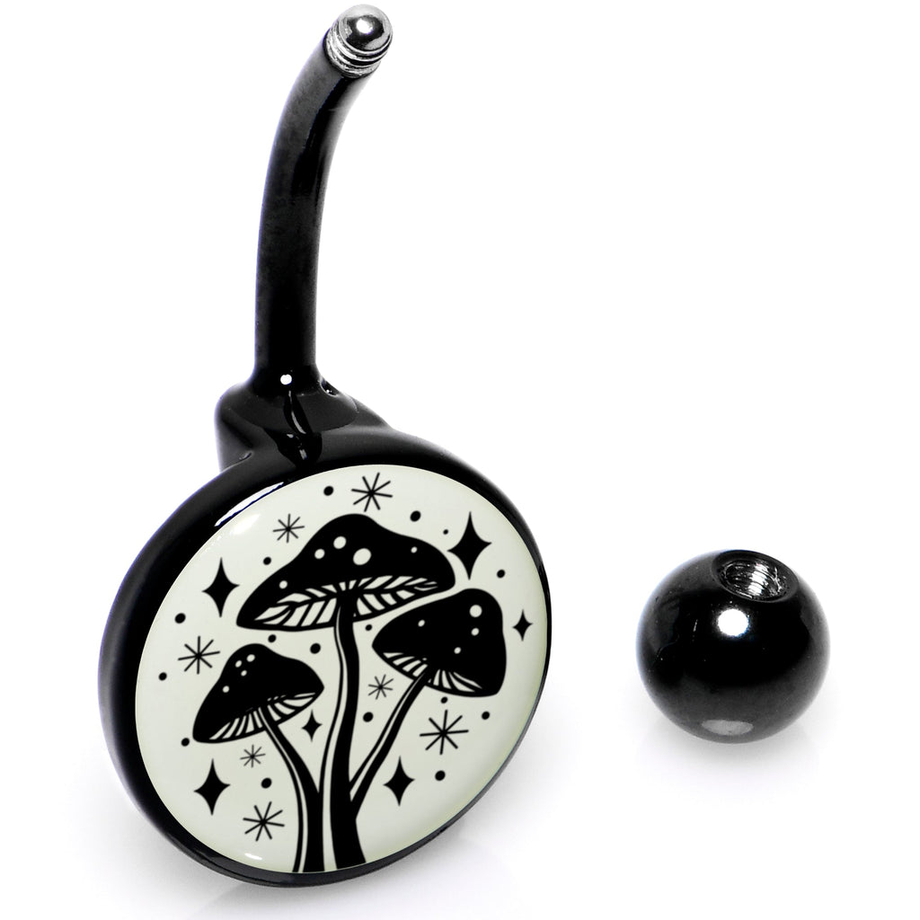 BodyCandy Glow in the Dark Mystic Mushroom Belly Ring by Onyx O — back view