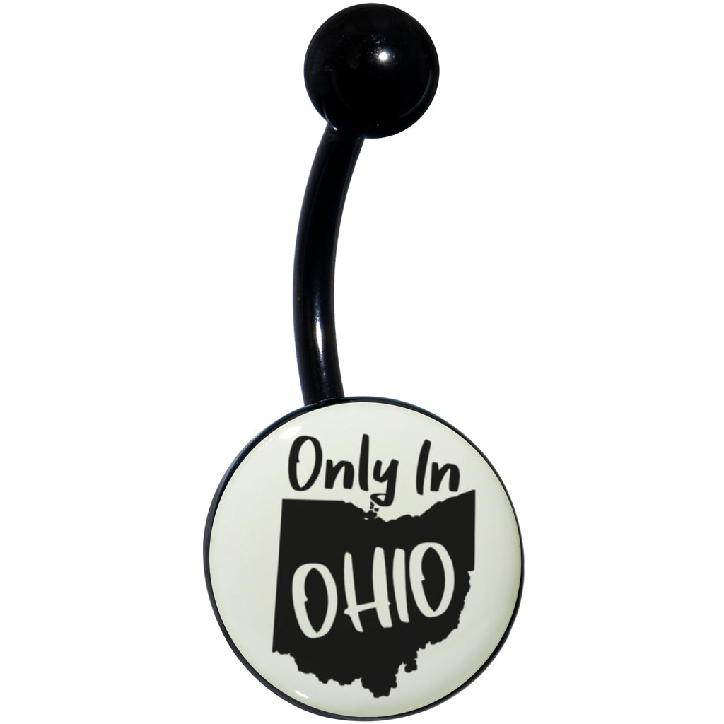 BodyCandy Glow in the Dark Black Only in Ohio Belly Ring by Onyx O — side view