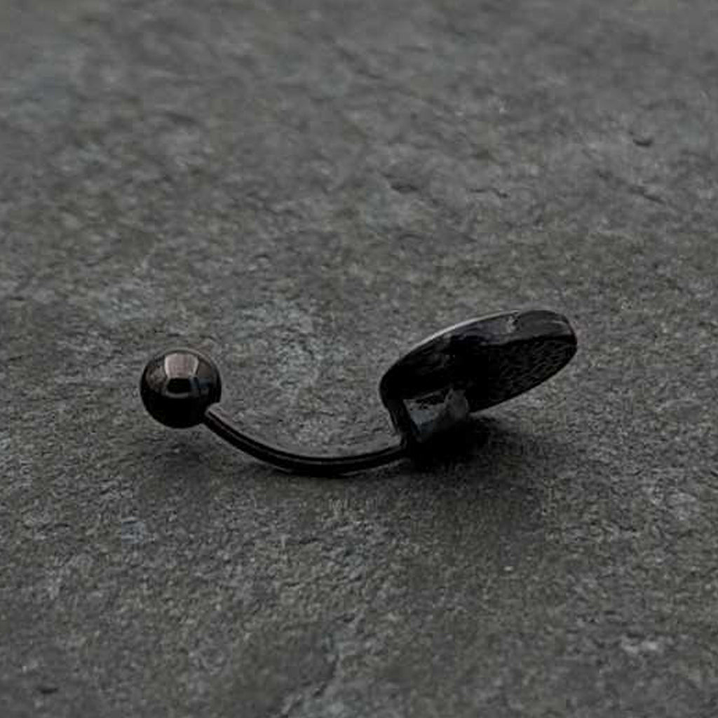 BodyCandy Black Glow in the Dark Holiday Peppermint Candy Belly Ring by Onyx O — in-use photo