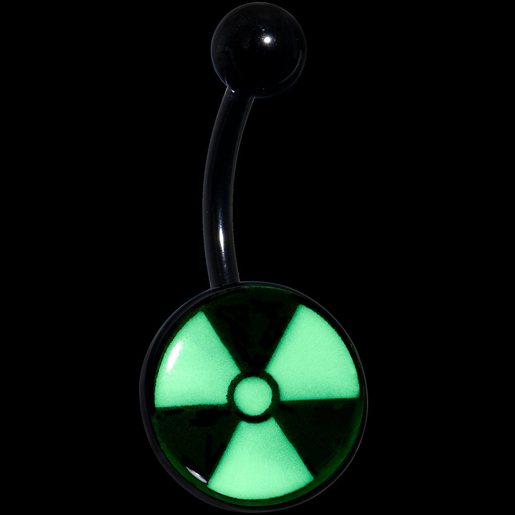 BodyCandy Black Glow in the Dark Radioactive Belly Ring by Onyx O — detail close-up