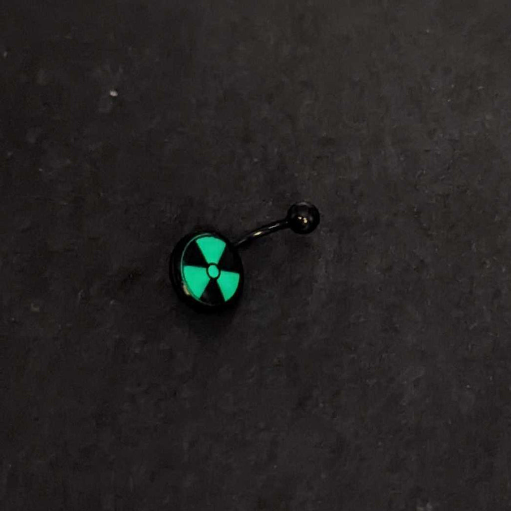 BodyCandy Black Glow in the Dark Radioactive Belly Ring by Onyx O — back view