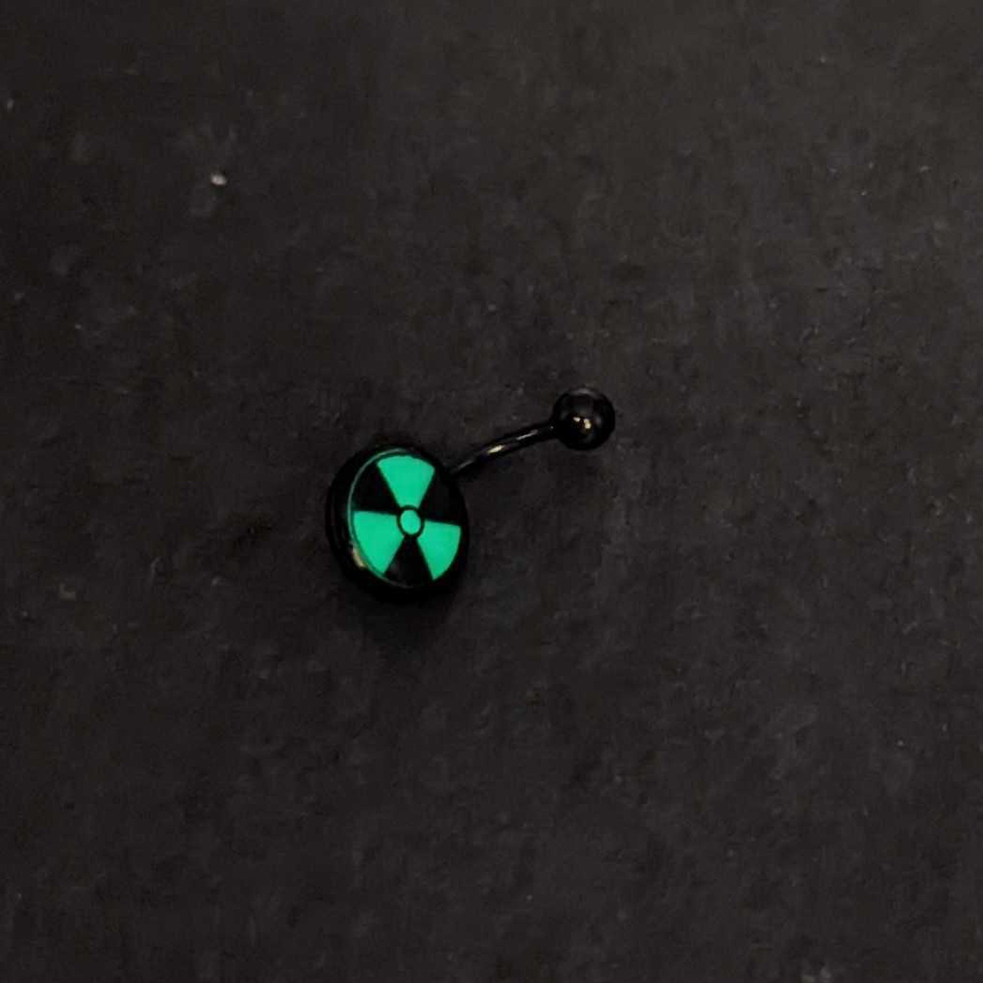 BodyCandy Black Glow in the Dark Radioactive Belly Ring by Onyx O — back view