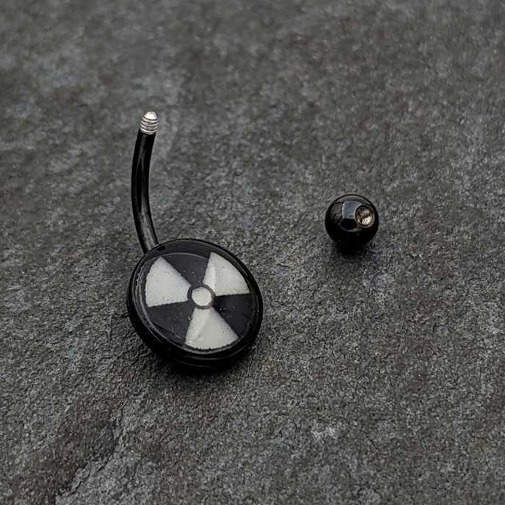 BodyCandy Black Glow in the Dark Radioactive Belly Ring by Onyx O — in-use photo