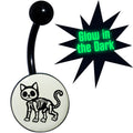 BodyCandy Black Anodized Glow in the Dark Skeleton Kitty Cat Belly Ring by Onyx O — main product shot