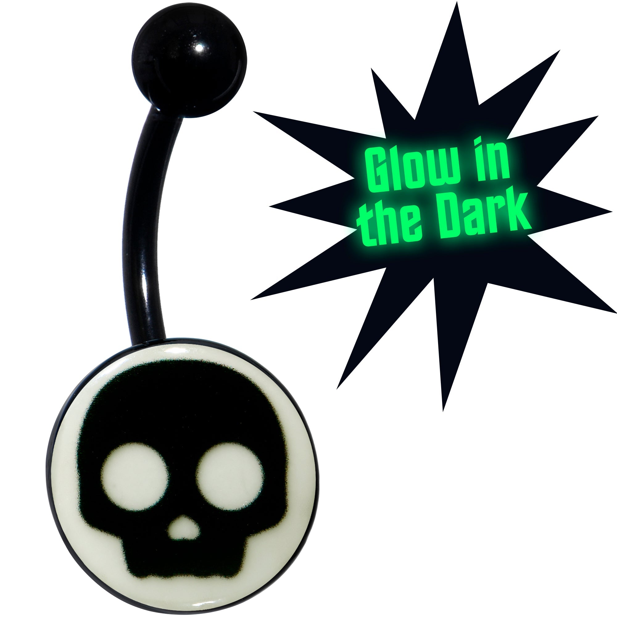 BodyCandy Glow in the Dark Simple Skull Belly Ring by Onyx O — main product shot