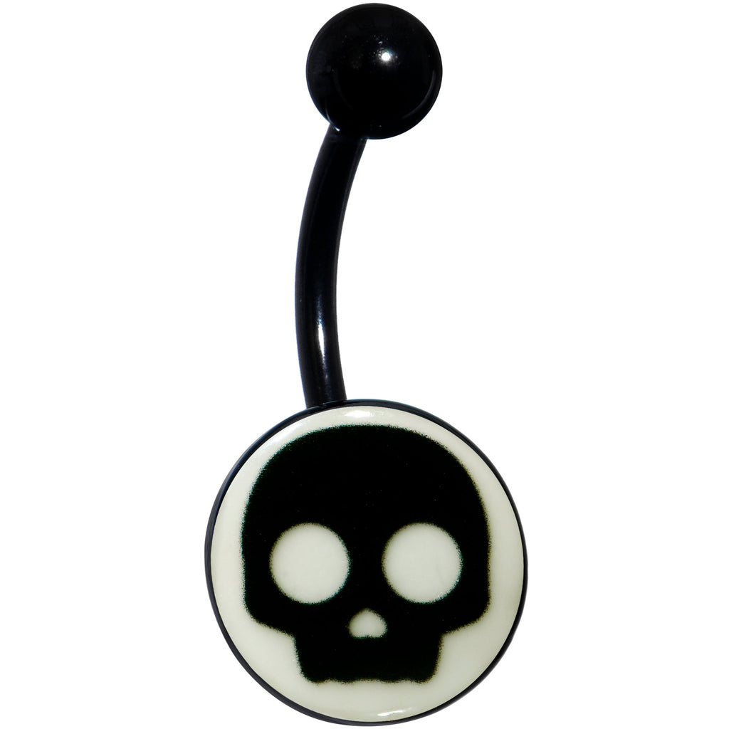 BodyCandy Glow in the Dark Simple Skull Belly Ring by Onyx O — color detail