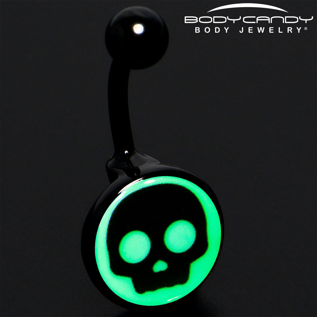 BodyCandy Glow in the Dark Simple Skull Belly Ring by Onyx O — alternative angle