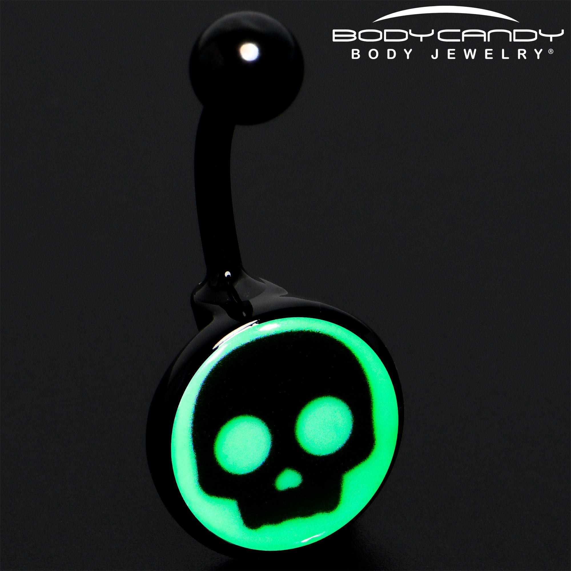 BodyCandy Glow in the Dark Simple Skull Belly Ring by Onyx O — alternative angle