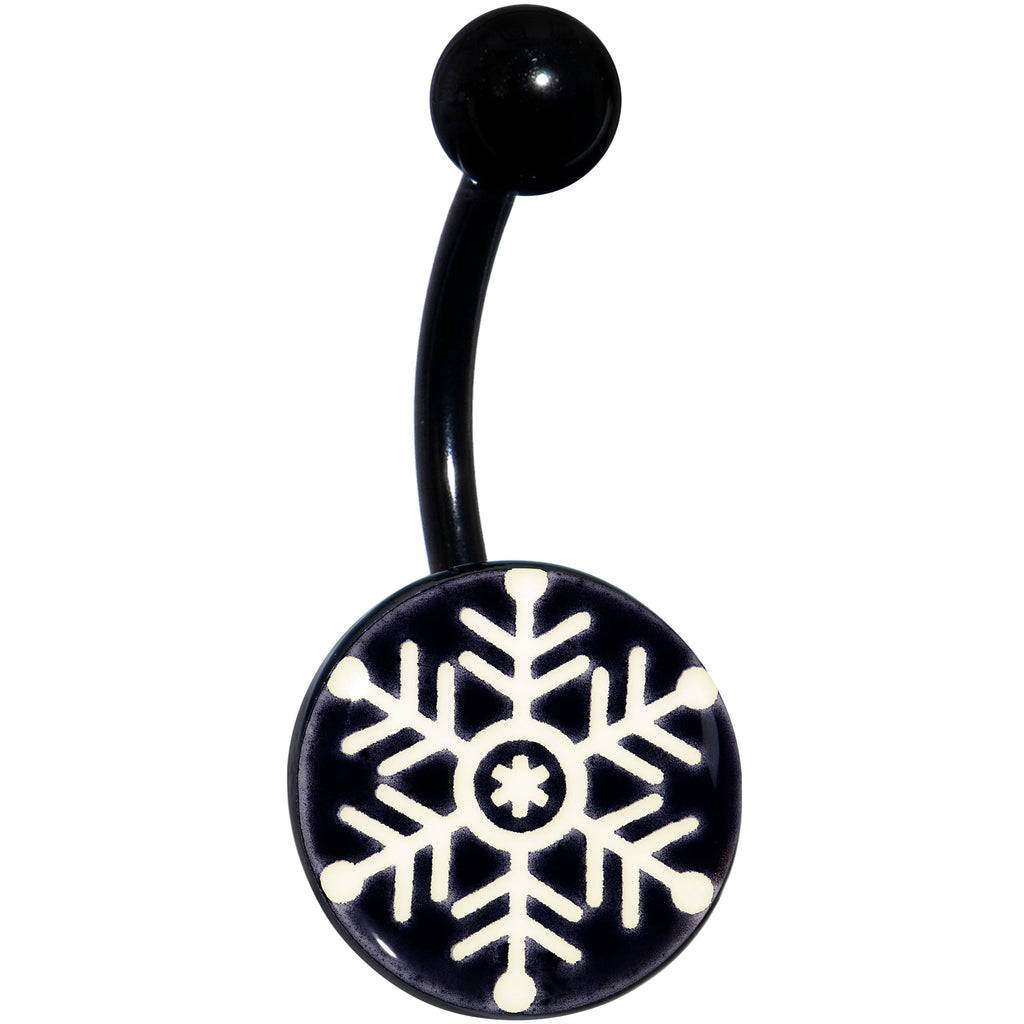 BodyCandy Black Glow in the Dark Holiday Snowflake Belly Ring by Onyx O — packaging