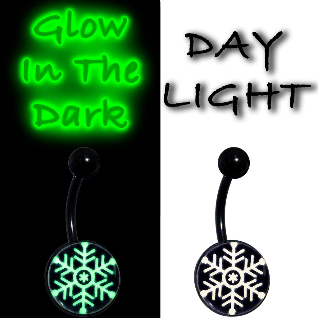 BodyCandy Black Glow in the Dark Holiday Snowflake Belly Ring by Onyx O — lifestyle context