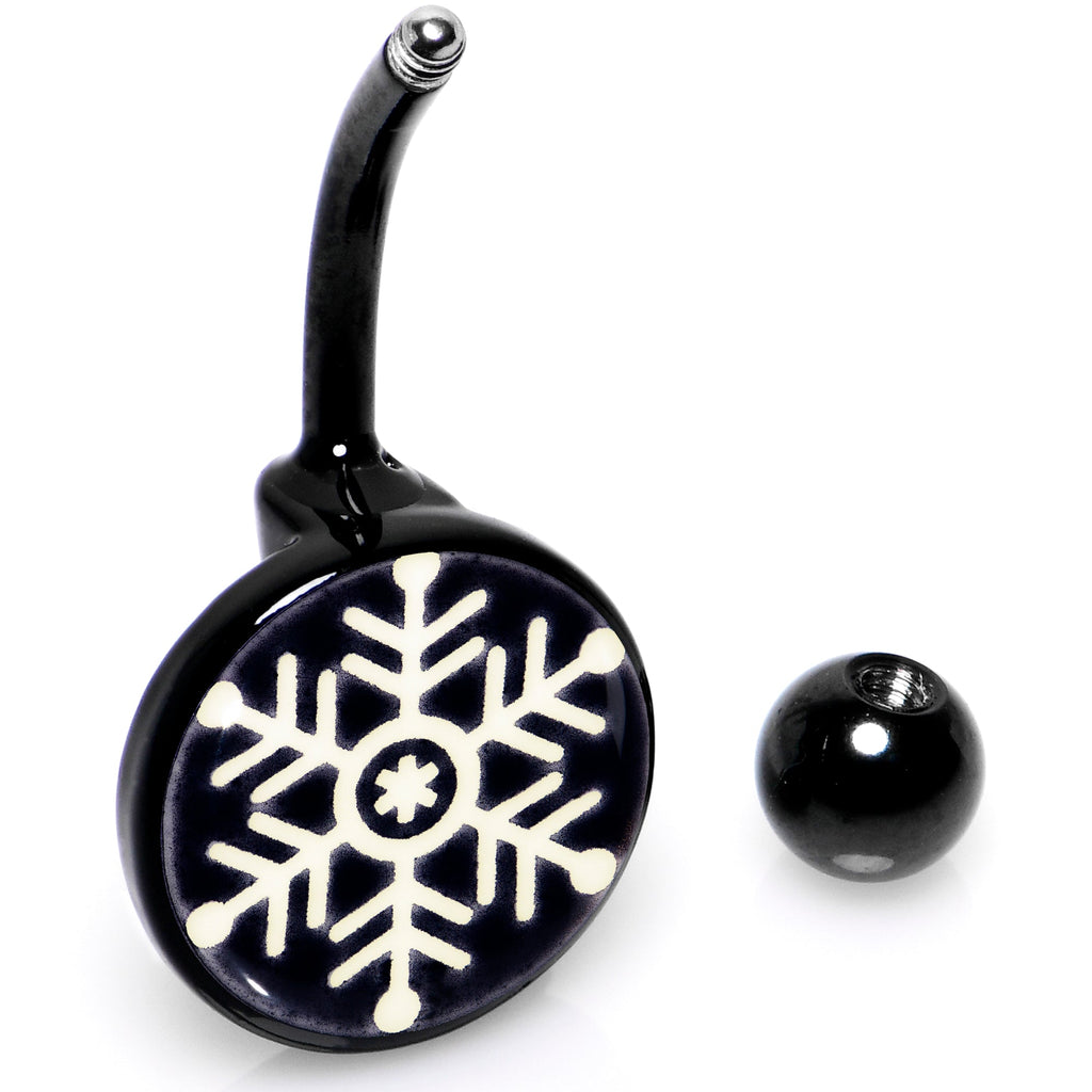 BodyCandy Black Glow in the Dark Holiday Snowflake Belly Ring by Onyx O — alternative angle