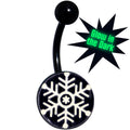 BodyCandy Black Glow in the Dark Holiday Snowflake Belly Ring by Onyx O — main product shot