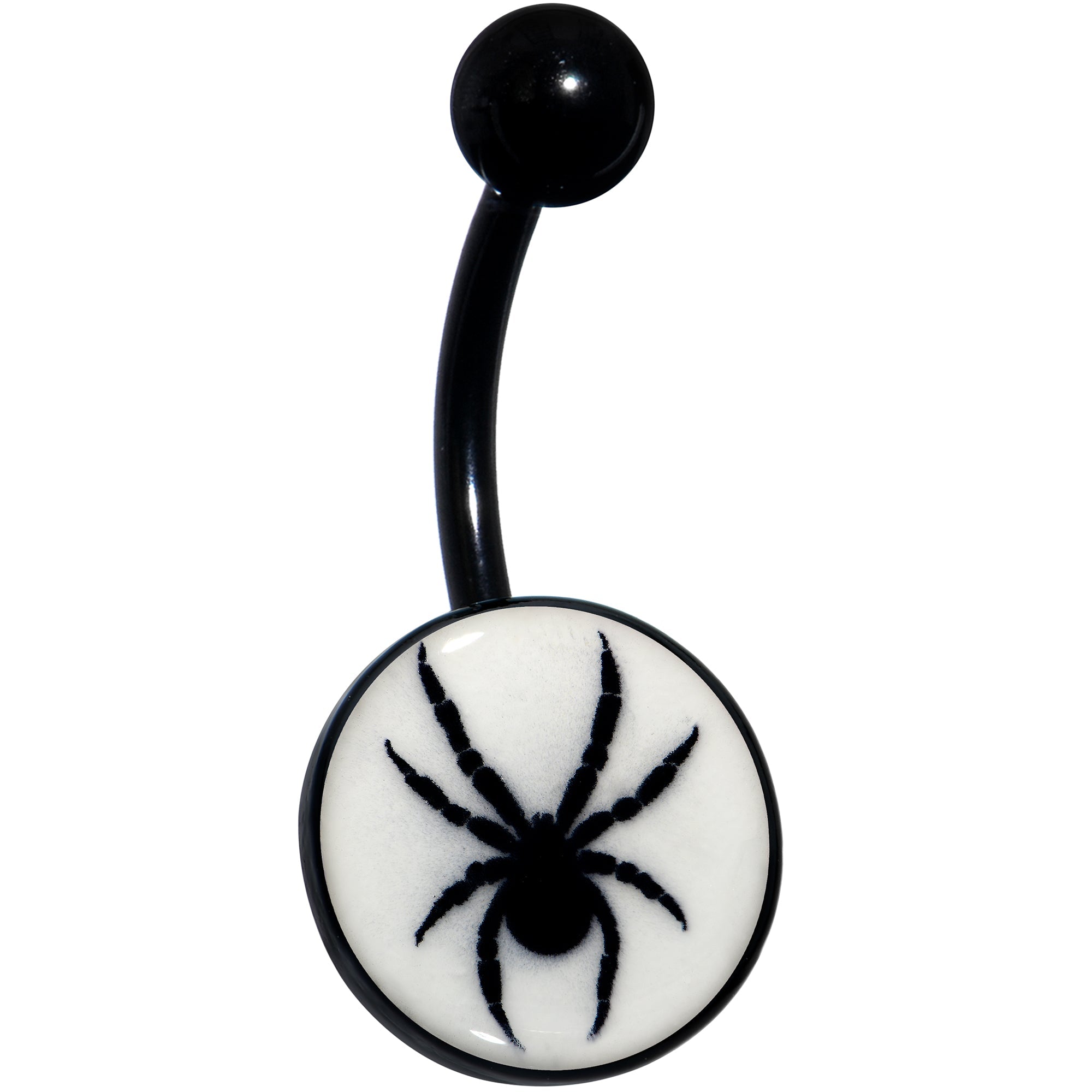 BodyCandy Black Glow in the Dark Black Widow Spider Belly Ring by Onyx O — packaging