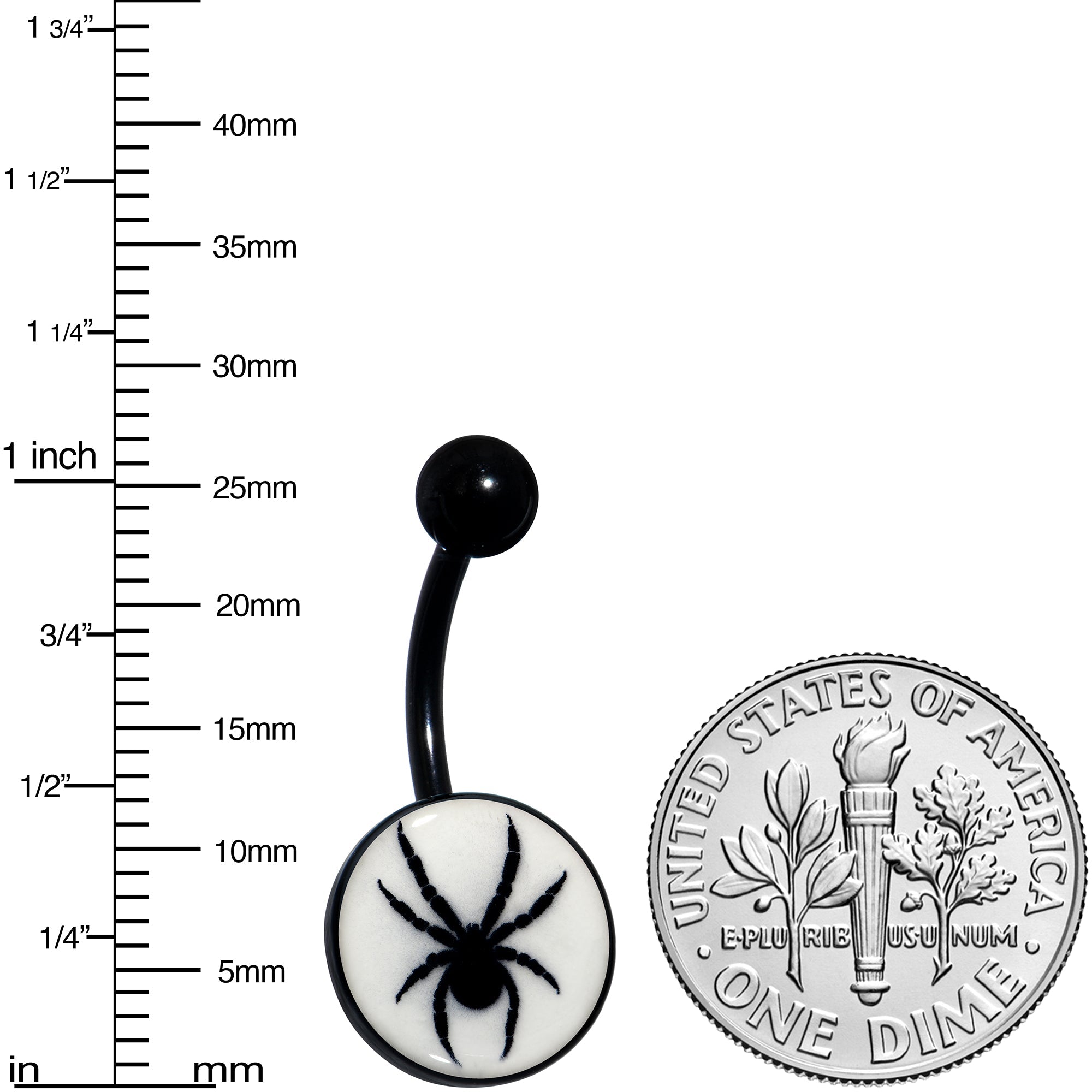 BodyCandy Black Glow in the Dark Black Widow Spider Belly Ring by Onyx O — lifestyle context