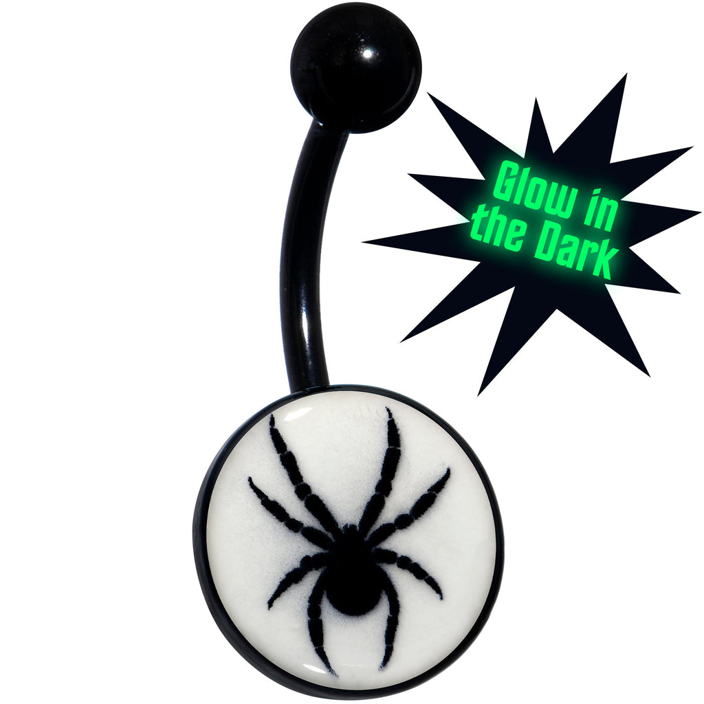 BodyCandy Black Glow in the Dark Black Widow Spider Belly Ring by Onyx O — main product shot