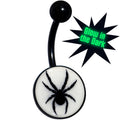 BodyCandy Black Glow in the Dark Black Widow Spider Belly Ring by Onyx O — main product shot