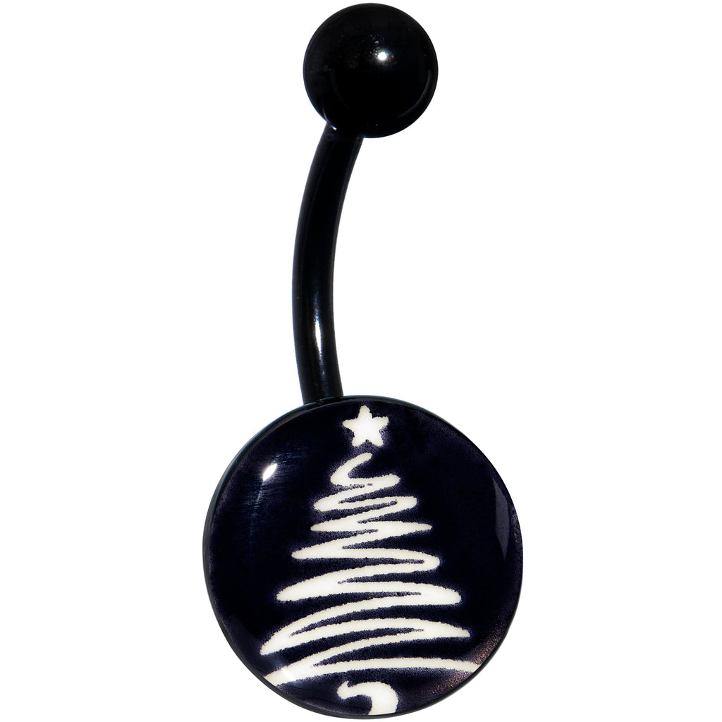 BodyCandy Black Glow in the Dark Holiday Christmas Tree Belly Ring by Onyx O — packaging