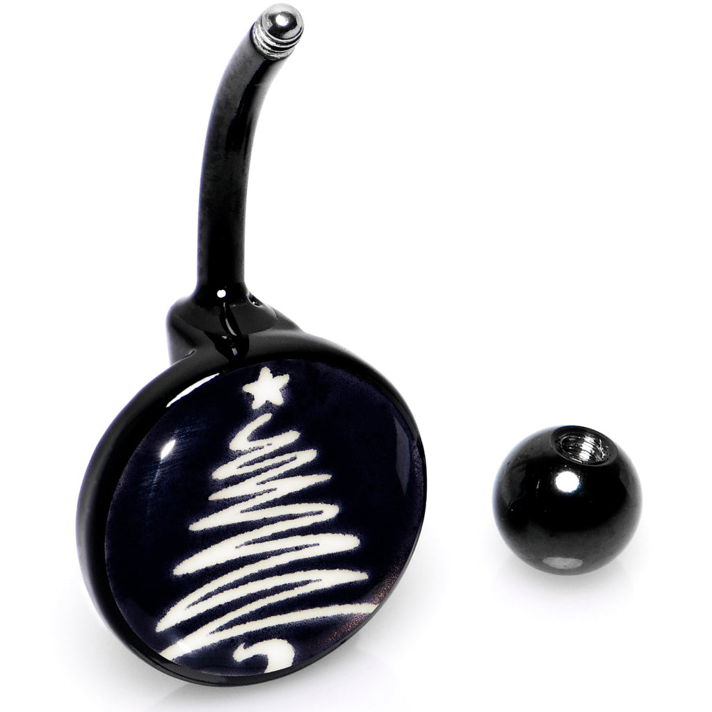 BodyCandy Black Glow in the Dark Holiday Christmas Tree Belly Ring by Onyx O — alternative angle