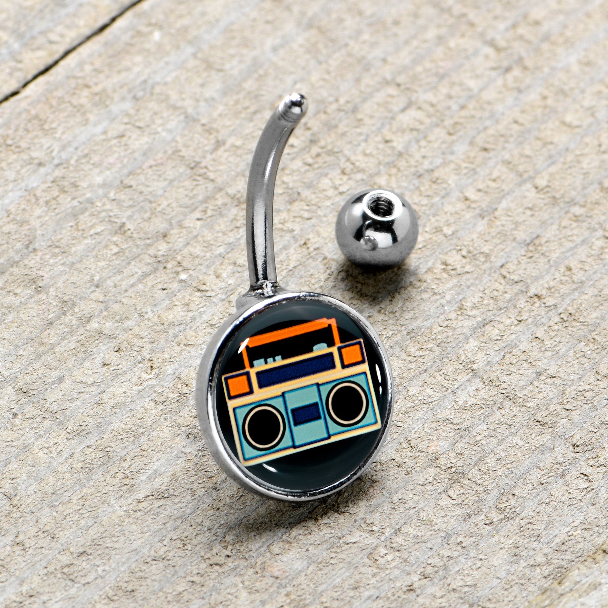 BodyCandy Retro Boombox Belly Ring by Onyx O — lifestyle context