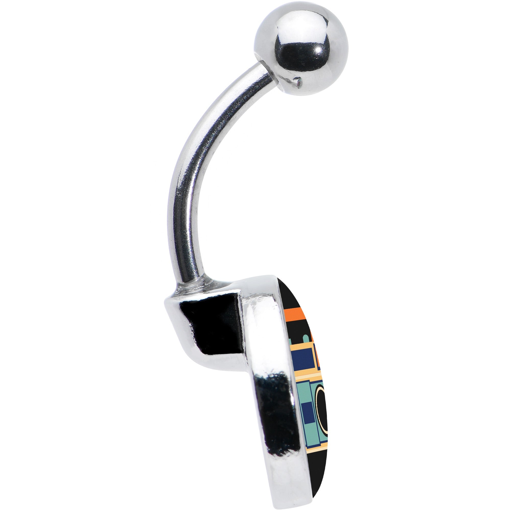 BodyCandy Retro Boombox Belly Ring by Onyx O — side view