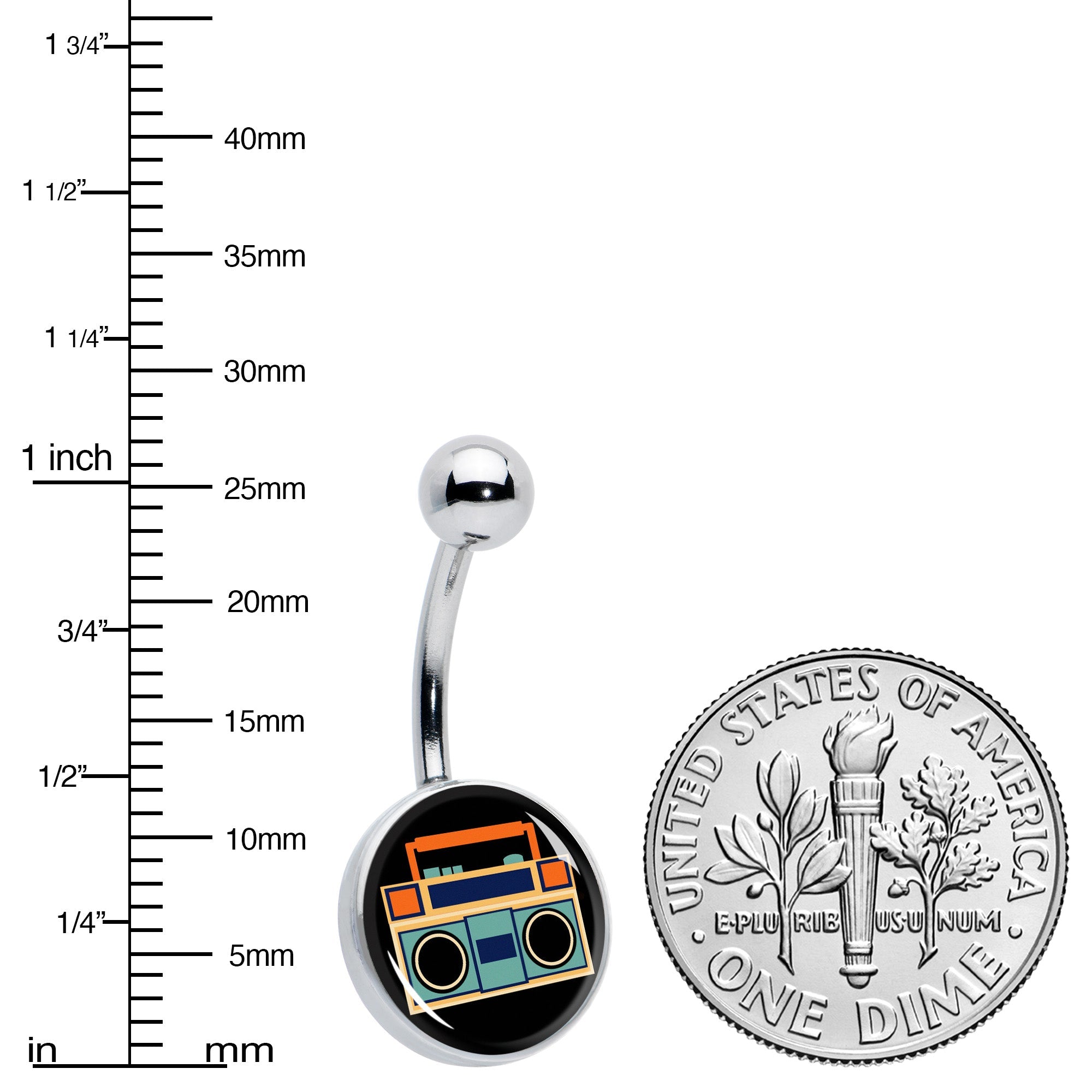 BodyCandy Retro Boombox Belly Ring by Onyx O — alternative angle