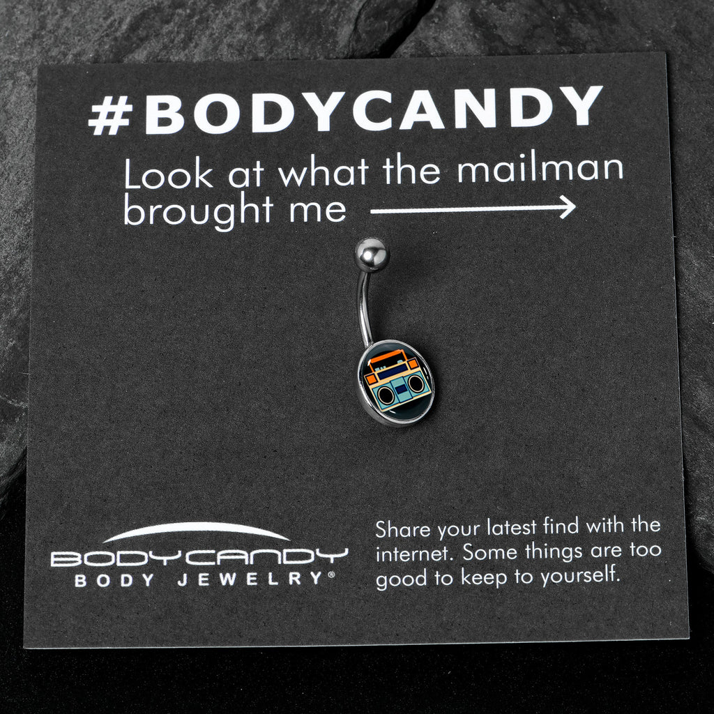 BodyCandy Retro Boombox Belly Ring by Onyx O — in-use photo