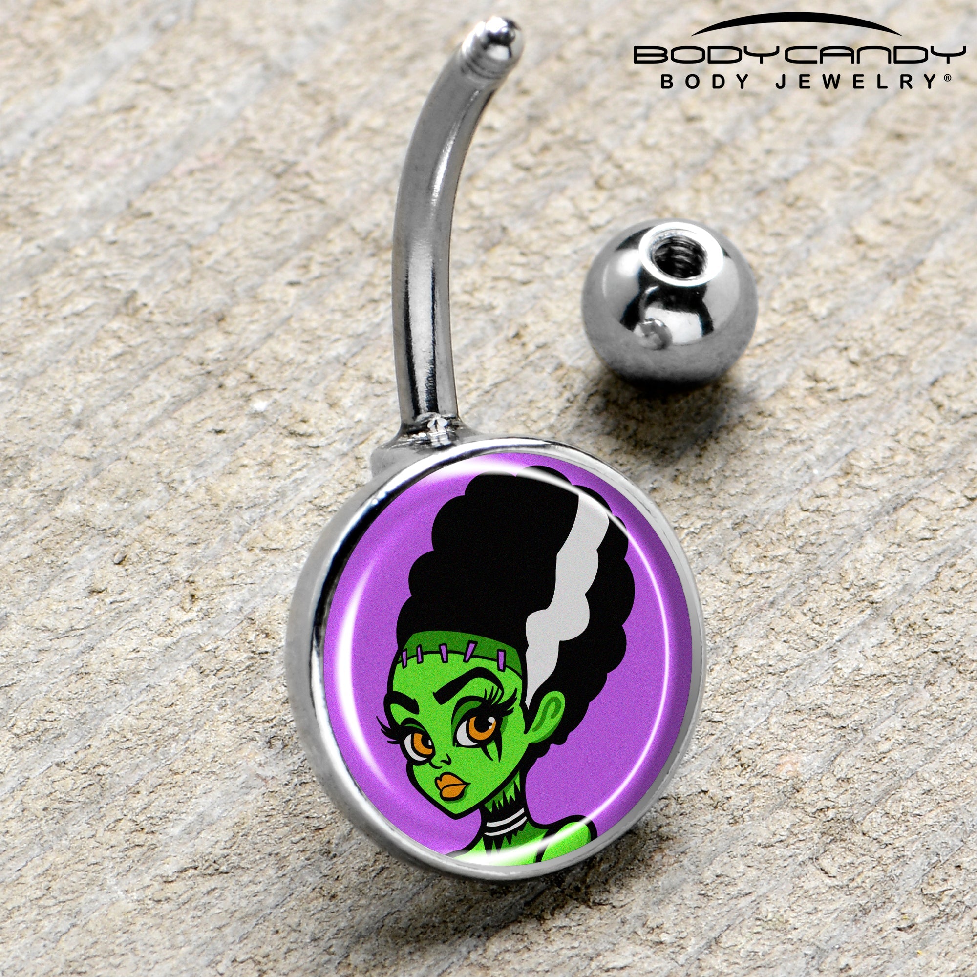 BodyCandy Bride of Frankenstein Belly Ring by Onyx O — side view