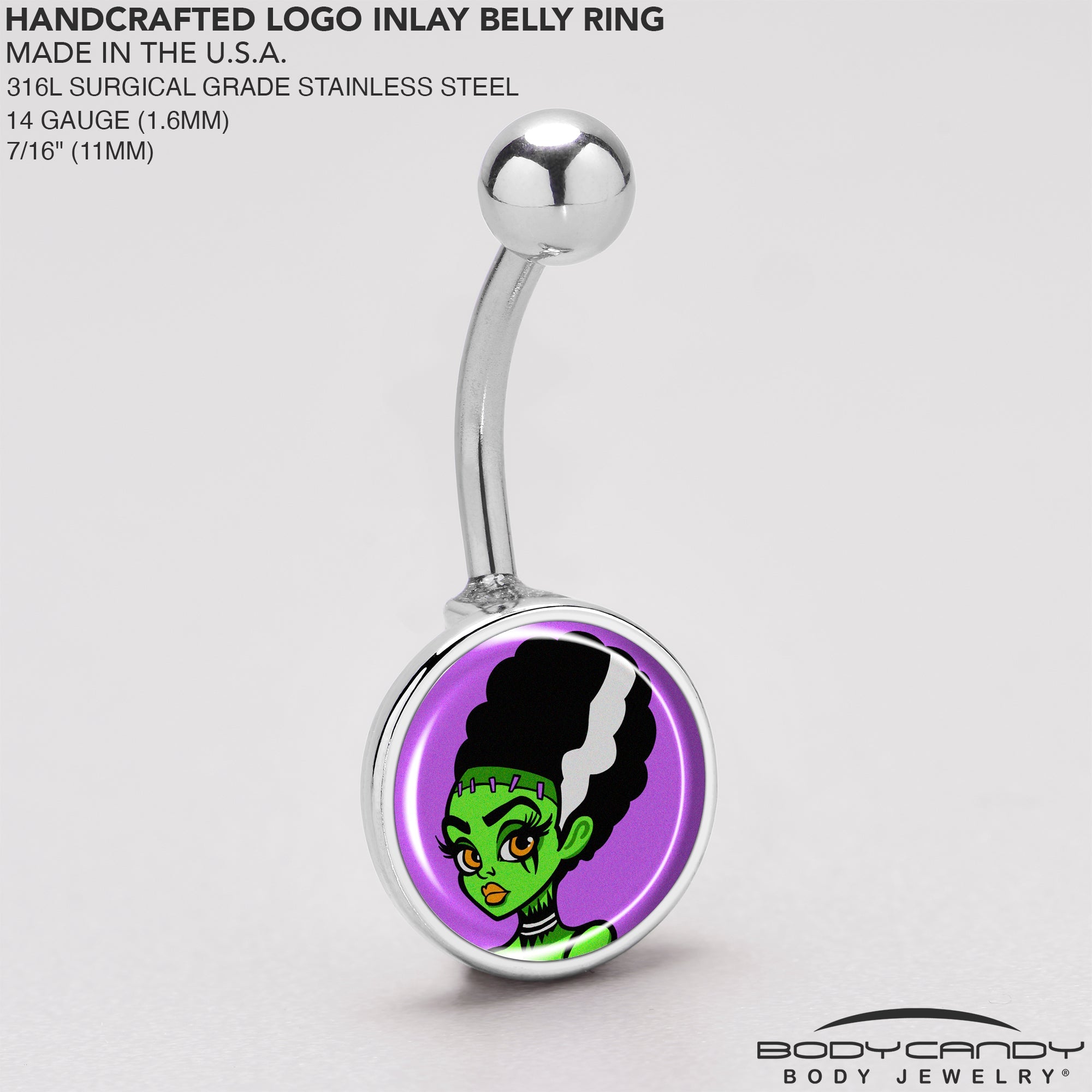 BodyCandy Bride of Frankenstein Belly Ring by Onyx O — back view