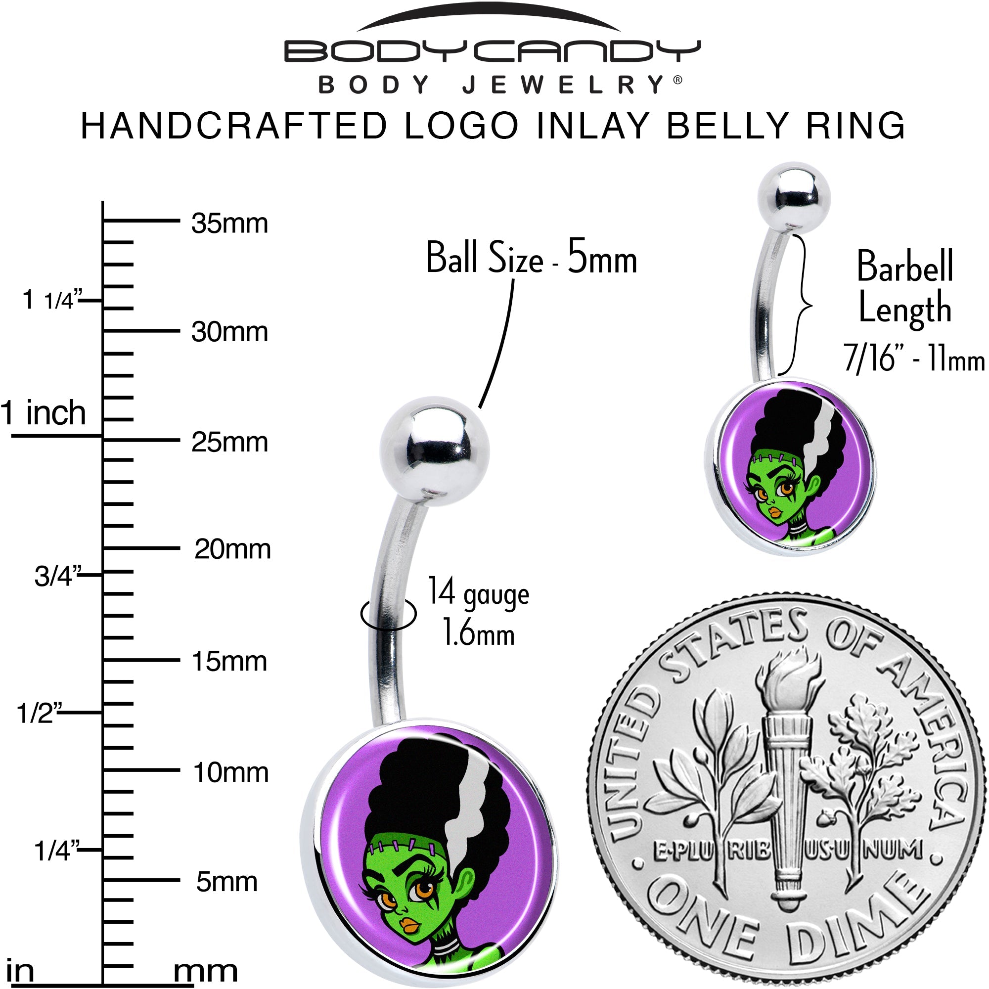 BodyCandy Bride of Frankenstein Belly Ring by Onyx O — alternative angle
