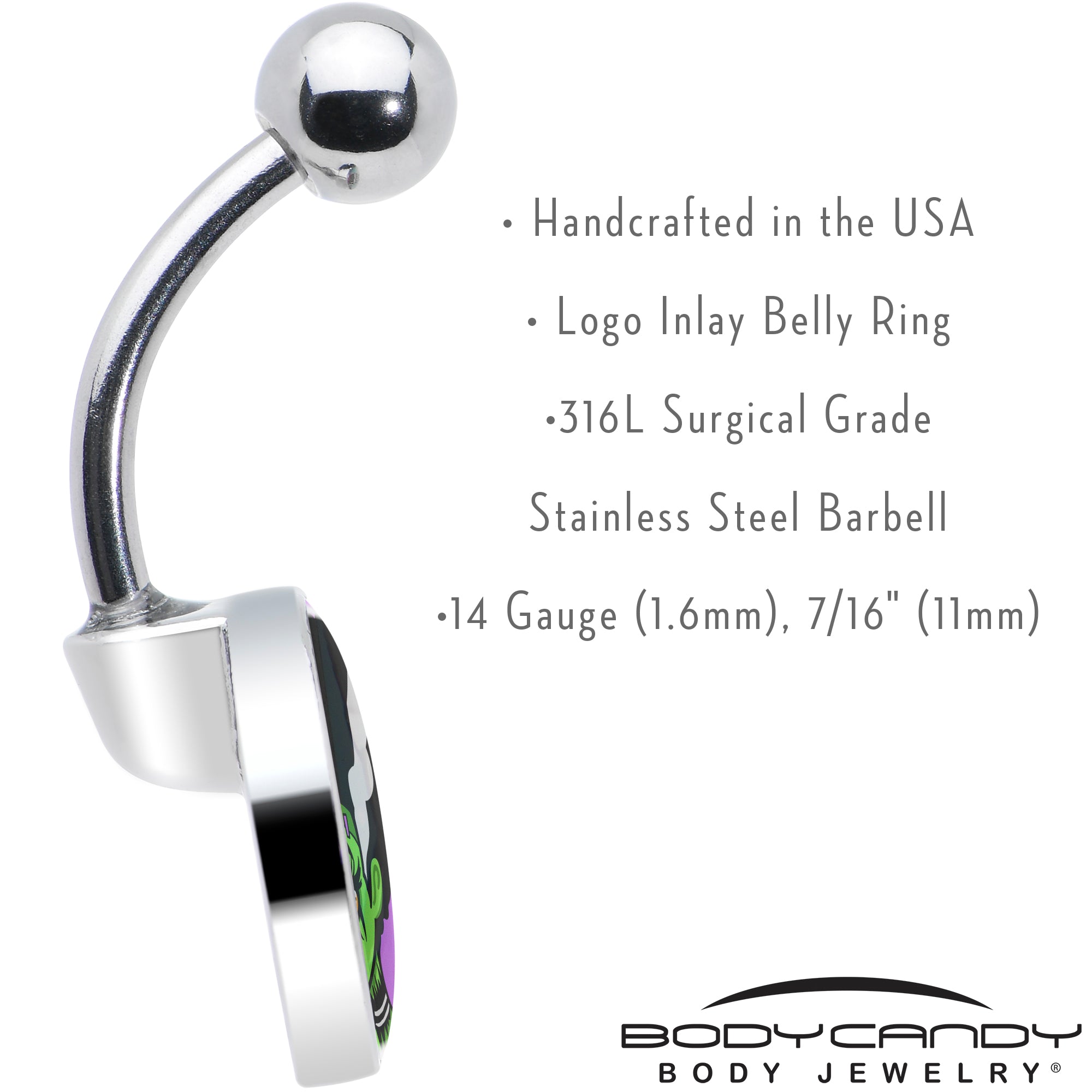 BodyCandy Bride of Frankenstein Belly Ring by Onyx O — in-use photo
