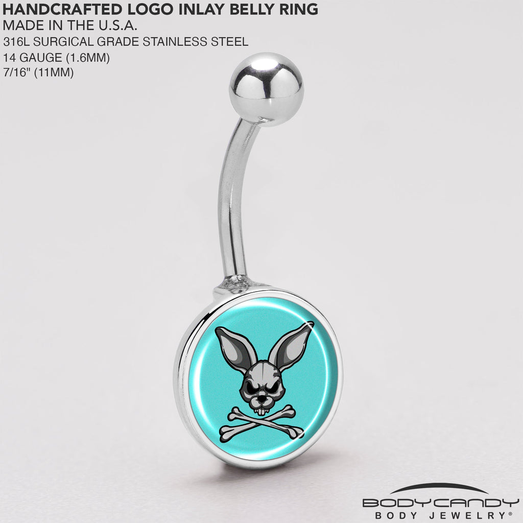 BodyCandy Bunny and Crossbones Belly Ring by Onyx O — back view