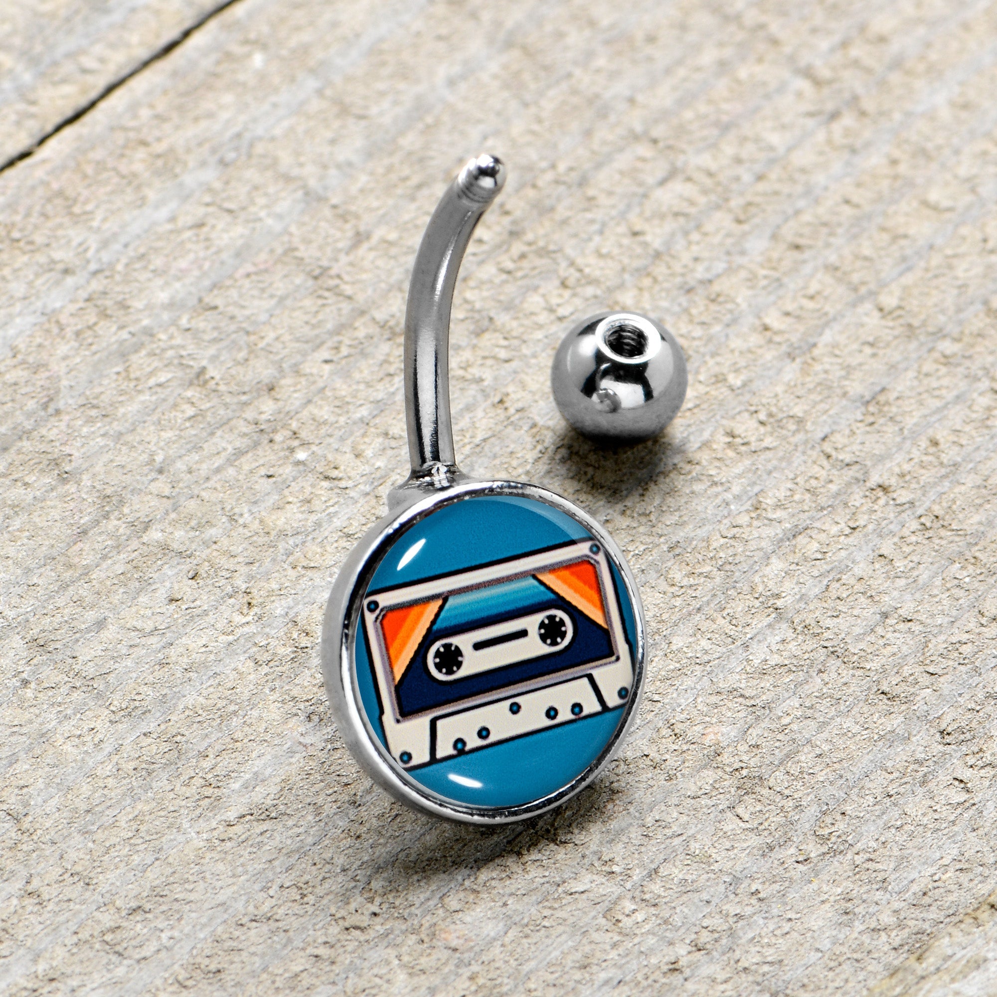 BodyCandy Retro Cassette Tape Belly Ring by Onyx O — lifestyle context
